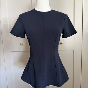H&M Navy Structured Peplum Top Size XS Like New